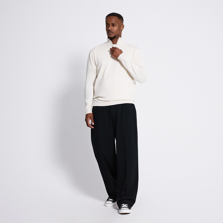 Half-zip knit sweater "Thin" Ivory